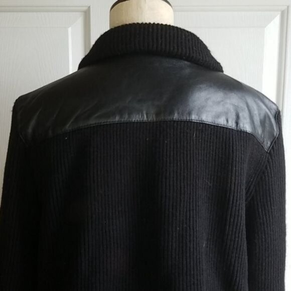 Vintage 80's Jacket Coat Leather Black Ribbed Marvin Richards Women's WOMAN'S LG - Picture 7 of 15